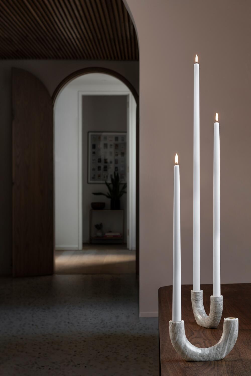 LED kronelys, Nordic White Smooth - 2 stk